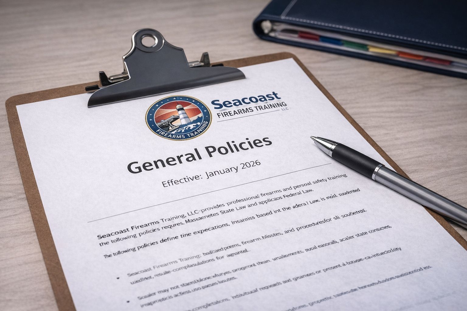 Training policies and procedures document